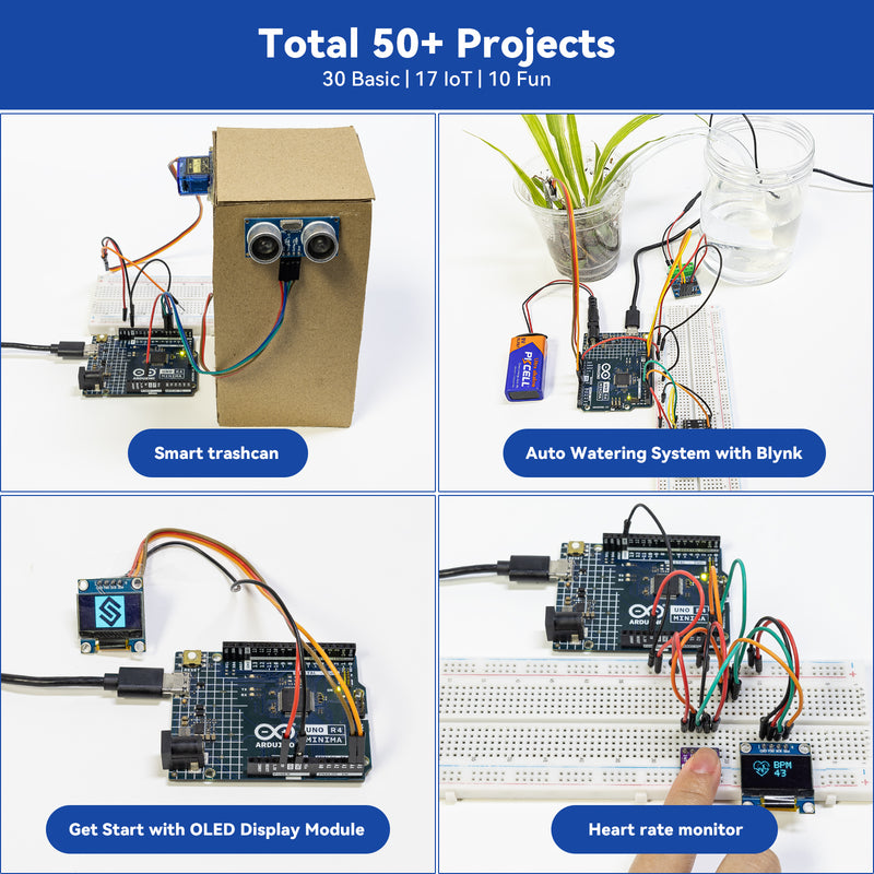 SunFounder Ultimate Sensor Kit with Original Arduino Uno R4 Minima, RoHS Compliant, Durable Sensors IoT ESP8266 IIC LCD1602 OLED, Online Tutorials & Video Courses for Beginners & Engineers