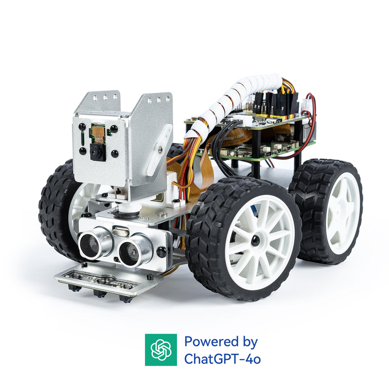 SunFounder Picar-X AI Video Robot Car Kit for Raspberry Pi 5/4/3B+/3B, ChatGPT-4o Enabled with Voice Command & Video Recognition, Python, Scratch, Camera, Mic, Rechargeable Batterry