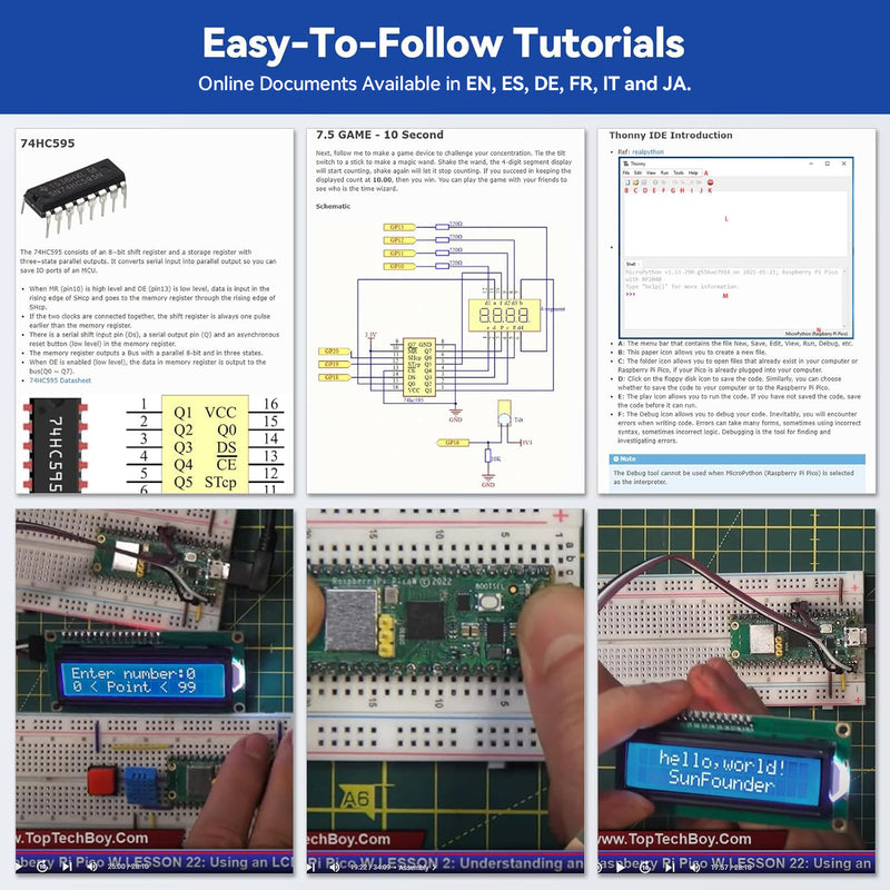 SunFounder Raspberry Pi Pico W Ultimate Starter Kit with Online Tutorials, RoHS Compliant - Kepler Kit