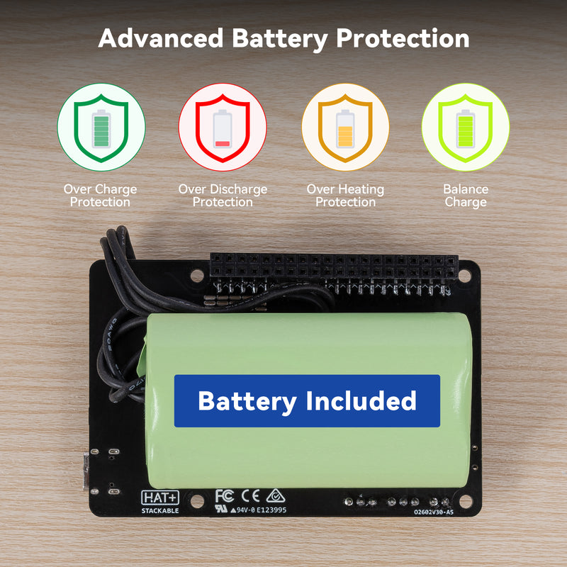 SunFounder Raspberry Pi 5 UPS Power Supply Compatible with Raspberry Pi 5/4B/3B+/3B/Zero 2 W/Arduino/ESP32/Pico W