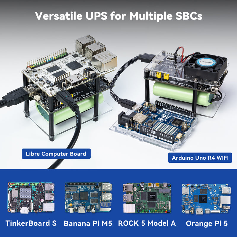 SunFounder Raspberry Pi 5 UPS Power Supply Compatible with Raspberry Pi 5/4B/3B+/3B/Zero 2 W/Arduino/ESP32/Pico W