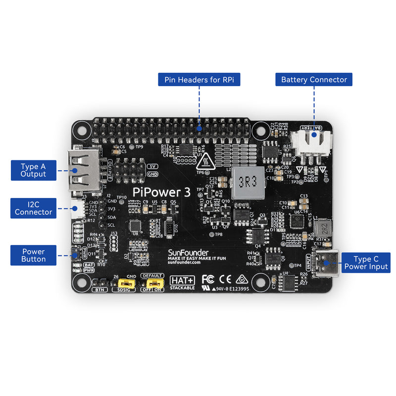 SunFounder Raspberry Pi 5 UPS Power Supply Compatible with Raspberry Pi 5/4B/3B+/3B/Zero 2 W/Arduino/ESP32/Pico W