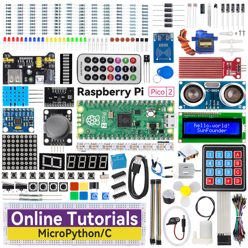 SunFounder Raspberry Pi Pico 2 Newton Lab Starter Kit, RP2350 Dual-Core 150MHz 520KB RAM 4MB Flash Microcontroller, MicroPython, Arduino C/C++, Online Tutorials - SunFounder