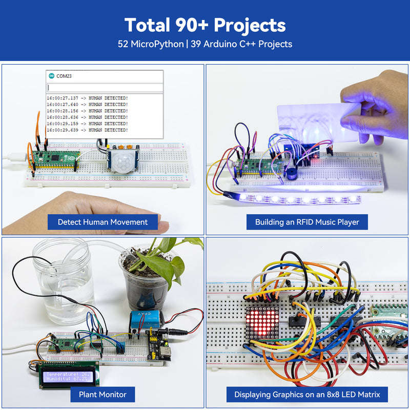 SunFounder Raspberry Pi Pico 2 Newton Lab Starter Kit, RP2350 Dual-Core 150MHz 520KB RAM 4MB Flash Microcontroller, MicroPython, Arduino C/C++, Online Tutorials - SunFounder