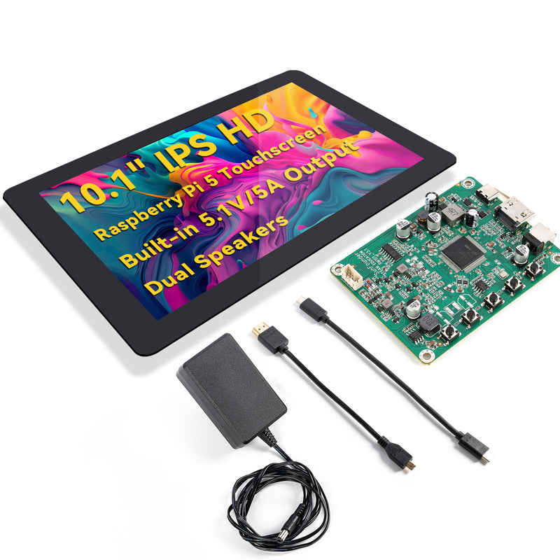 SunFounder Latest 10 Inch DIY Touch Screen All-In-One Solution for Raspberry Pi 5, IPS HD 1280x800 LCD, Built-In USB-C PD 5.1V/5A Output, HDMI, 10-point, No Driver, Speakers, for RPi 5/4/3/Zero 2W - SunFounder