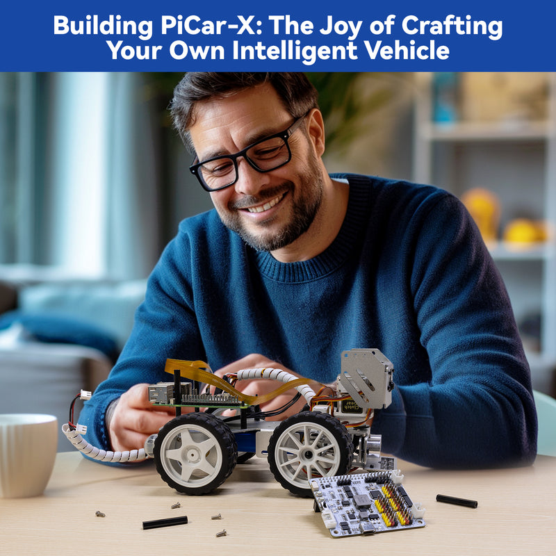 SunFounder Picar-X Video Robot Car Kit for Raspberry Pi 5/4/3B+/3B, Python/Blockly (Scratch), Video Courses, Rechargeable Batterry (Raspberry Pi NOT Included)