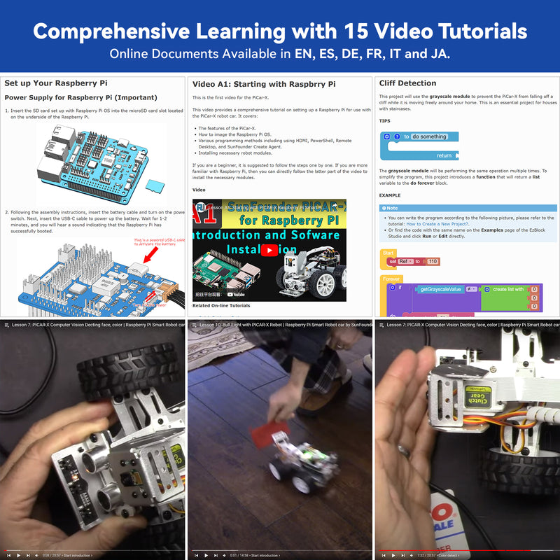 SunFounder Picar-X AI Video Robot Car Kit for Raspberry Pi 5/4/3B+/3B, ChatGPT-4o Enabled with Voice Command & Video Recognition, Python, Scratch, Camera, Mic, Rechargeable Batterry - SunFounder