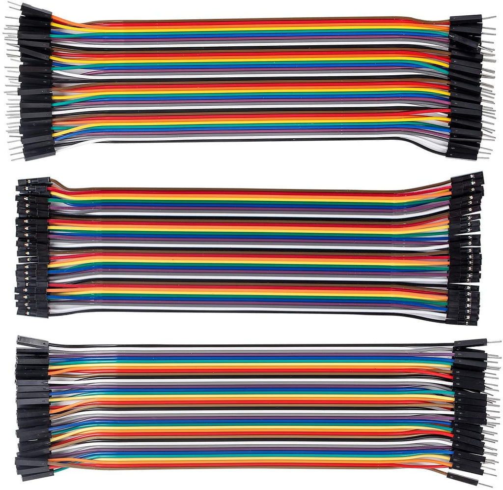 Carevas Breadboard Jumper Wires Male to Female Dupont Cable for  Multicolored Ribbon Cables 40Pin 20cm